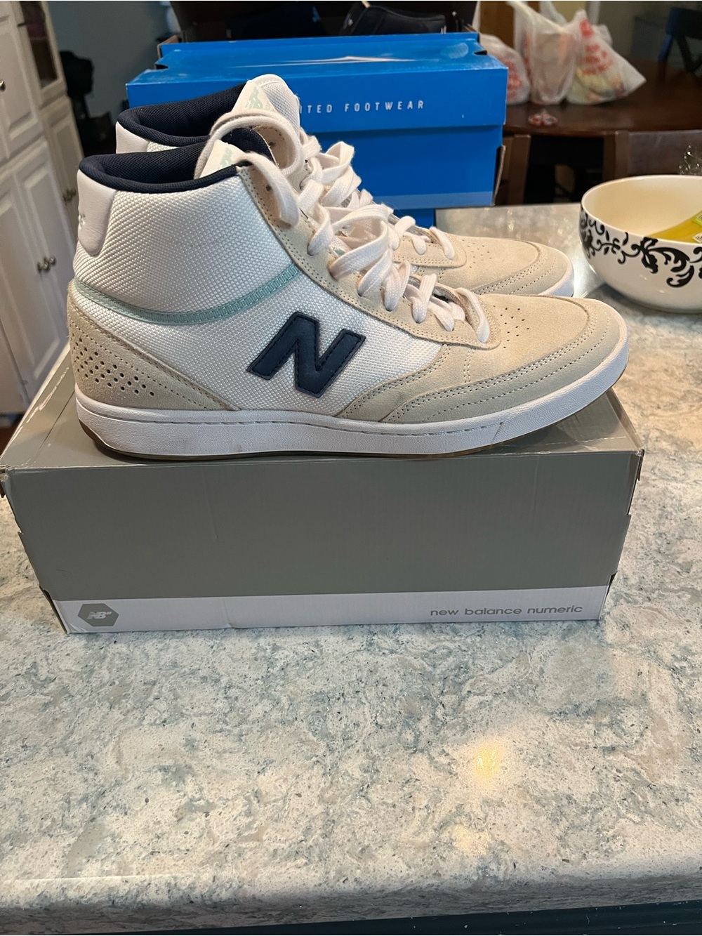 New Balance 440 High White with Tan Suede Accents - Picture 3 of 6